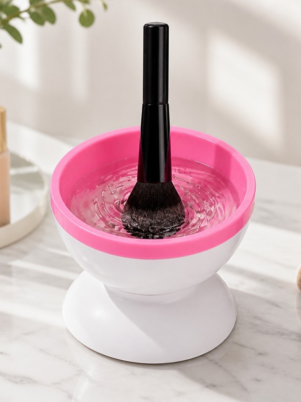 Source Unknown Pink & White Silicone Rim Makeup Brush Cleaning Bowl